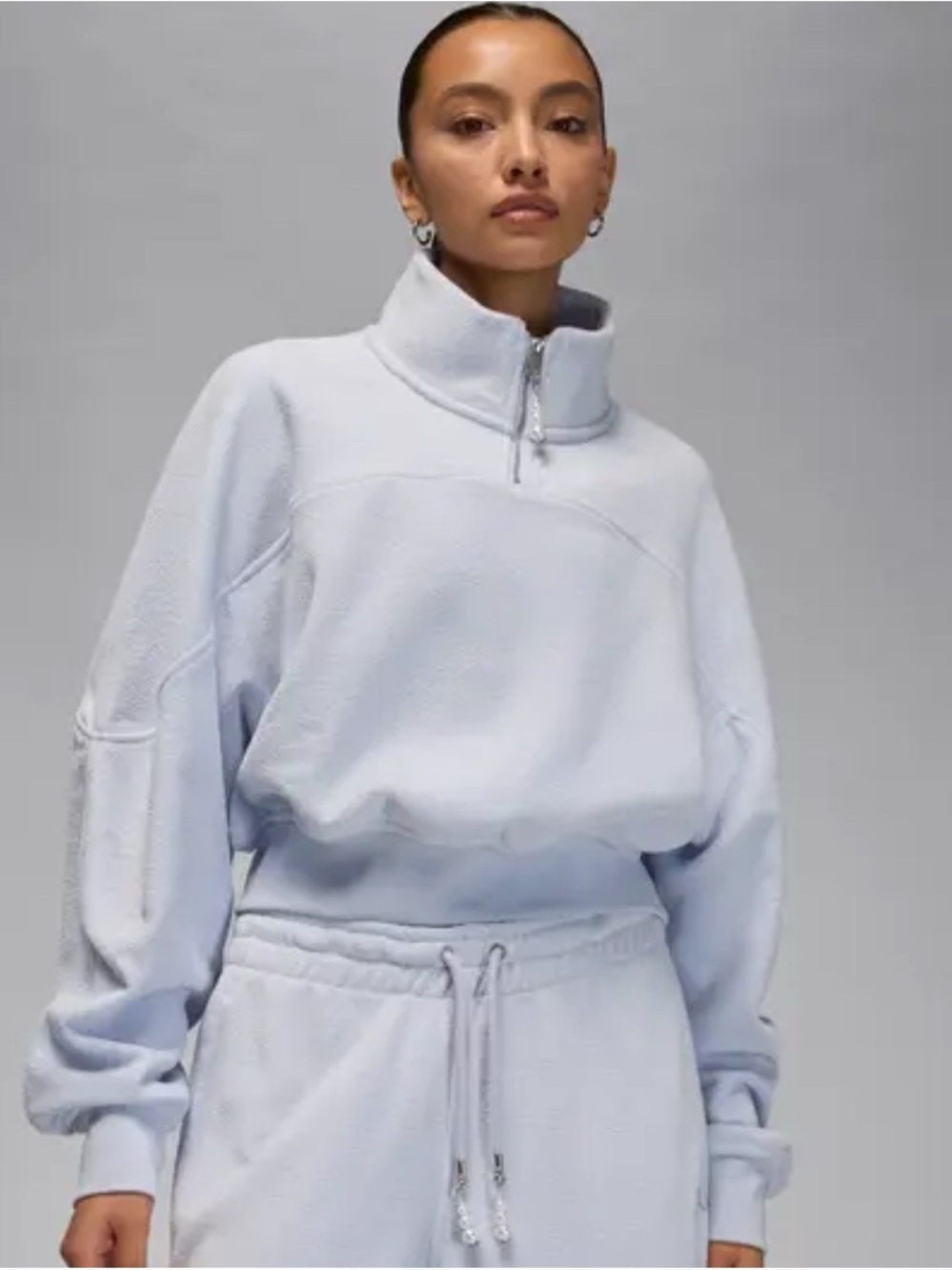 Flight Fleece Quarter Zip Crop Sweatshirt (light blue)